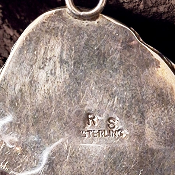 ✨OOAK! Roger Skeets Navajo Sterling Silver Turquoise and Red Coral EAGLE Pendant - Picture 9 of 17